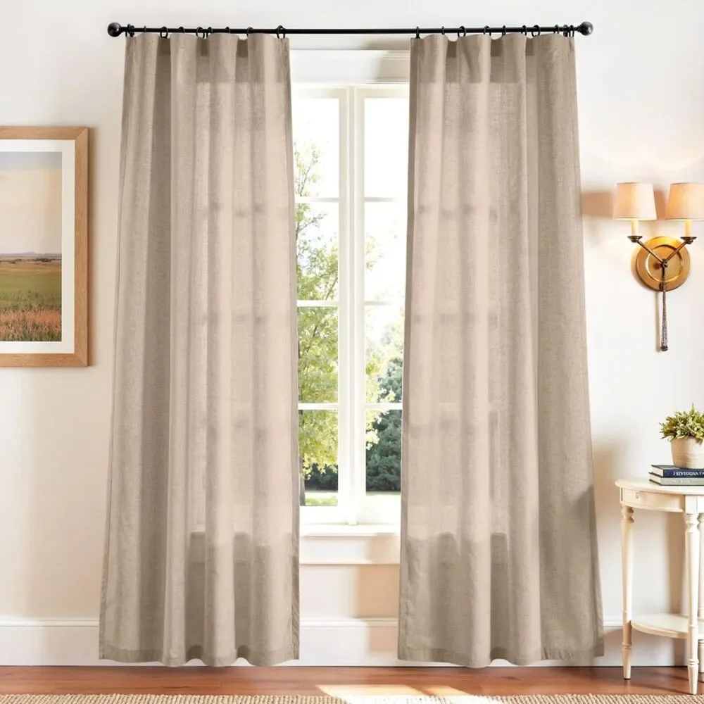 Taupe Linen Blend Curtains 90